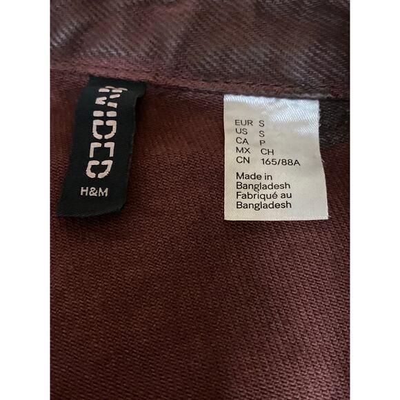 H&M Divided Women's Brown Long Sleeve Pocket Button Down Shirt Jacket Size S - Picture 3 of 4